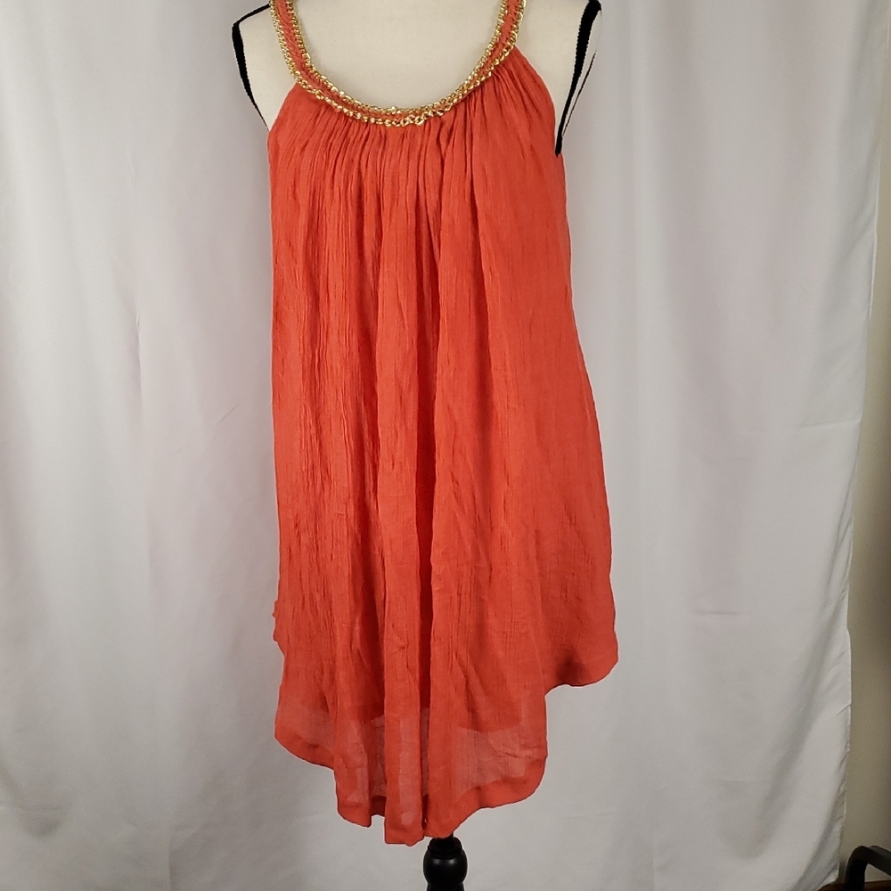 Coco + Carmen Orange Tunic with Gold Accents